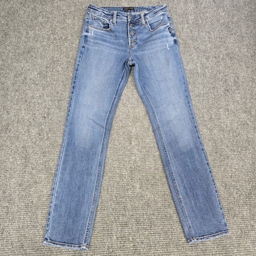 Silver Jeans Co Most Wanted Straight Women's 29x31 Blue Button Fly Jeans